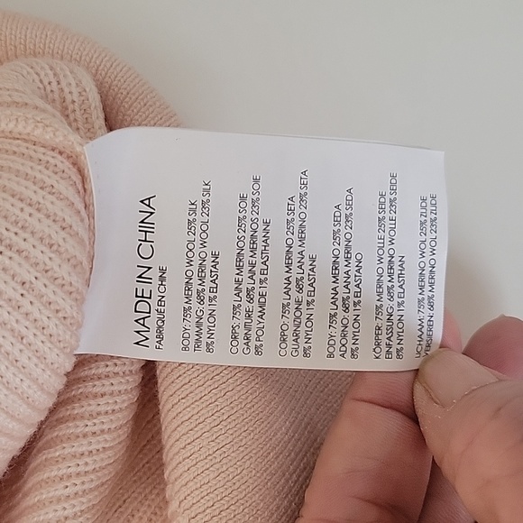Club Monaco Silk / Merino Wool Pale Peach Sweater Sz S - Picture 5 of 8